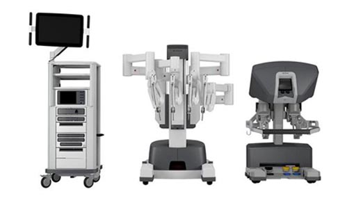 Imagen: El sistema quirúrgico con la ayuda robótica da Vinci X (Fotografía cortesía de Intuitive Surgical).