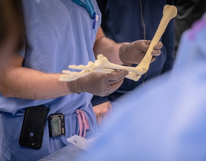 Imagen: Los investigadores están trabajando para reducir la posibilidad de infecciones resistentes a los antibióticos en fracturas óseas expuestas empleando médicos expertos en nanotecnología (foto cortesía de Zane Lacko/WVU)