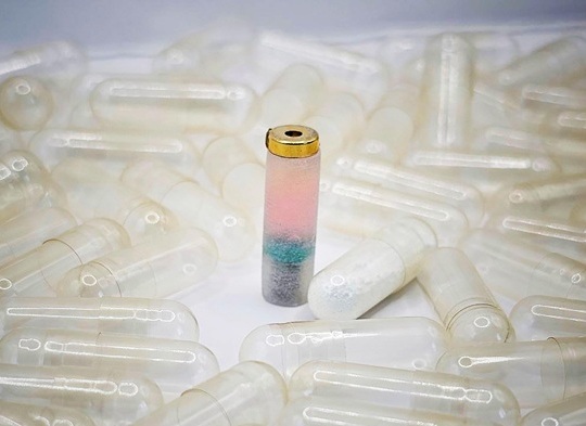 Imagen: El dispositivo magnético del tamaño de una píldora puede guiarse a través del tracto gastrointestinal para imprimir biotinta directamente sobre úlceras o lesiones (Fotografía cortesía de EPFL) Imagen: El dispositivo magnético del tamaño de una píldora puede guiarse a través del tracto gastrointestinal para imprimir biotinta directamente sobre úlceras o lesiones (Fotografía cortesía de EPFL)