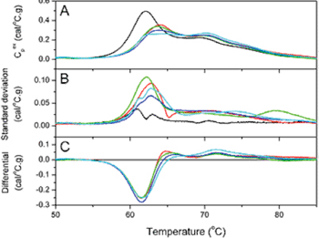 Imagen A: Investigadores notaron que los termogramas de plasma tienen patrones diferentes asociados con diferentes demográficos, así como para diferentes enfermedades (Fotografía cortesía de la Universidad de Louisville).