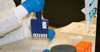 Imagen: Científicos del laboratorio realizando la prueba sanguínea VeriPsych, la cual se usa para el diagnóstico de la esquizofrenia (Fotografía cortesía de MyriadRBM).