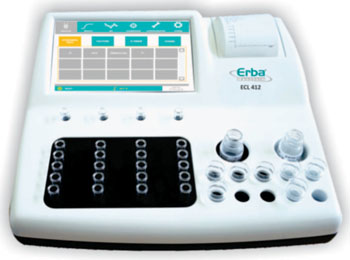 Imagen B: El ERBA ECL 412, de cuatro canales, uno de los dos nuevos analizadores de coagulación que les suministran a los usuarios con la libertad de escogencia de análisis a partir de una gama alta de pruebas y pacientes con resultados confiables, oportunos (Fotografía cortesía de Transasia Bio-Medicals).