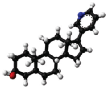 Imagen: Un modelo molecular del medicamento abiraterona, para el cáncer de próstata (Fotografía cortesía de Wikimedia Commons).