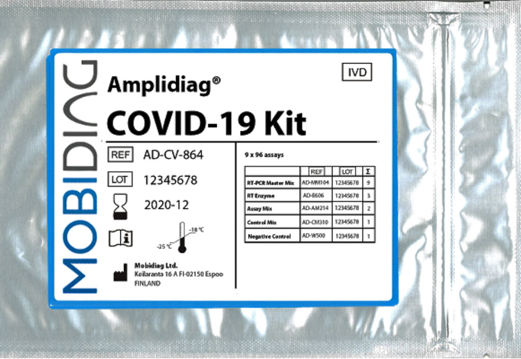 Imagen: Prueba de diagnóstico molecular Amplidiag COVID-19 (Fotografía cortesía de Mobidiag Ltd.)