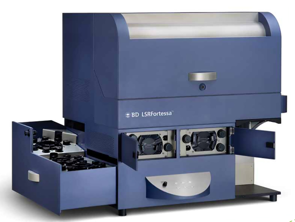 Imagen: BD LSRFortessa es un analizador de células de alta gama. Está equipado con cuatro láseres que permiten el análisis de hasta 16 colores (18 parámetros) (Fotografía cortesía de ETH Zúrich)