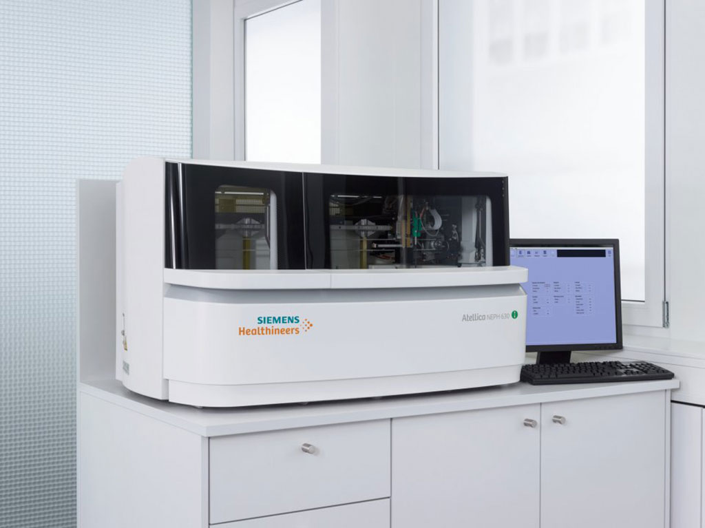 Imagen: El sistema Atellica NEPH 630 es una solución de análisis nefelométrico de proteínas de volumen bajo a medio que simplifica las operaciones de laboratorio al unificar instrumentos, ensayos y conectividad de TI (Fotografía cortesía de Siemens Healthineers)