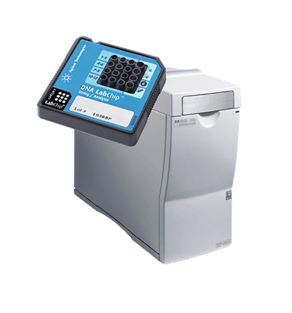Imagen: Bioanalizador Agilent Technologies 2100 y chip de ADN (Fotografía cortesía de GMI)