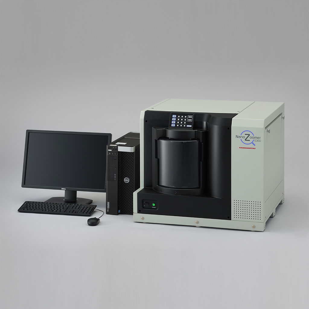 Imagen: En los EUA, el sistema deescaneo de portaobjetos C13220-01MD NanoZoomer S360MD está destinado al uso de diagnóstico in vitro (Fotografía cortesía de Hamamatsu)