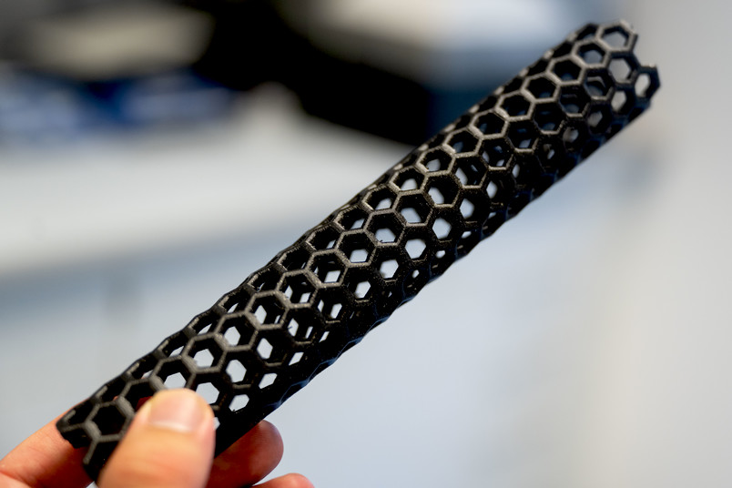 Imagen: Modelo impreso en 3D de un nanotubo de carbono (Fotografía cortesía de RUB)
