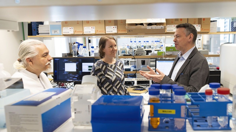 Imagen: los investigadores de la Universidad de Uppsala, Ivaylo Stoimenov, Katarina Larsson y Tobias Sjöblom, han identificado biomarcadores que podrían servir de base para pruebas capaces de detectar el cáncer (fotografía cortesía de Mikael Wallerstedt).