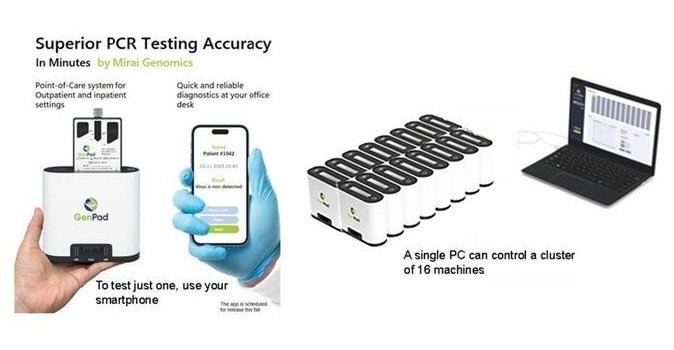 Imagen de un vídeo introductorio del cartucho GenPad que se está desarrollando para la detección de la enfermedad por el virus del Ébola (virus Bundibugyo). Este producto se encuentra actualmente en desarrollo y evaluación y no está destinado para uso clínico ni venta comercial. Un video que presenta la plataforma en etapa de desarrollo está disponible en https://www.dnaform.jp/ja/GenPad/Product/BDBV Crédito (Fotografía cortesía de la Universidad Metropolitana de Osaka)