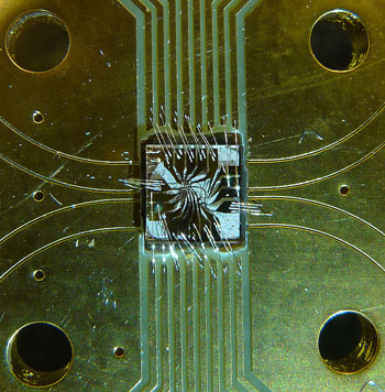 Imagen: Un sensor inteligente para resonancia magnética cuántica, el cual utiliza un solo electrón atrapado en una trampa de diamantes (Fotografía cortesía de la Universidad Tecnológica de Delft).