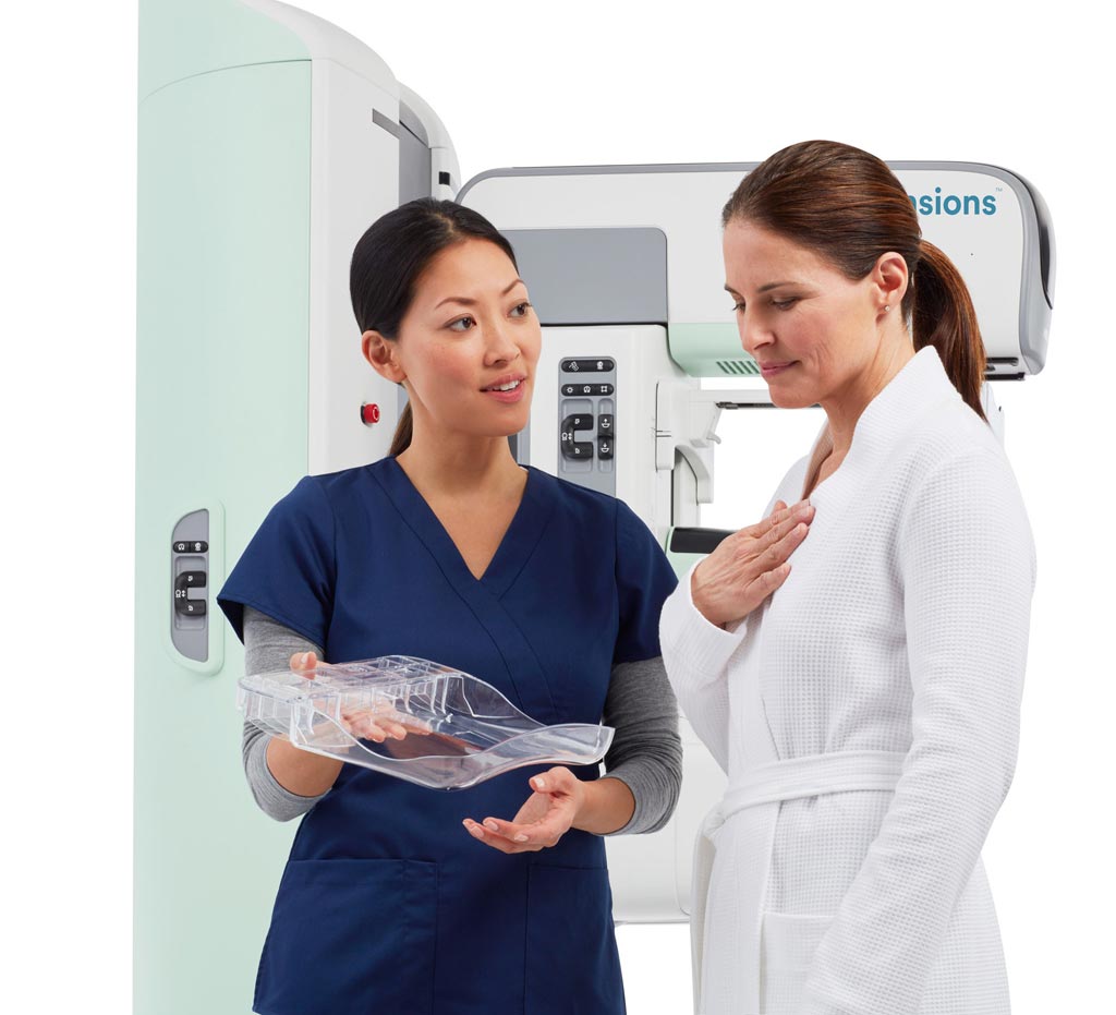 Imagen: El sistema de estabilización de mama, SmartCurve que puede proporcionar un examen de mamografía más cómodo para las mujeres (Fotografía cortesía de Hologic).