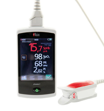 The Masimo Pronto-7 spot check pulse CO-oximeter