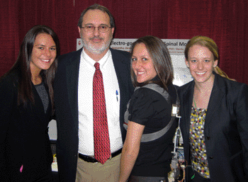 Image: The electrogoniometer serves as a diagnostic device for surgeons or physical therapists, who currently use X-rays to evaluate the progression pre- and post-spinal surgery. The tri-axial electrogoniometer is a battery-powered device, attached to the back by two straps, that displays real time data of every spinal movement in three orthogonal planes. It allows clinicians to evaluate the range of motion of the spine, providing more dynamic and accurate results than X-rays (Photo courtesy of the Stevens Institute of Technology).