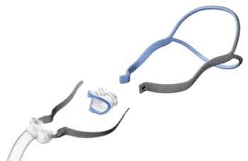 Image: The ultra-quiet ResMed AirFit P10 nasal pillows mask system (Photo courtesy of ResMed).