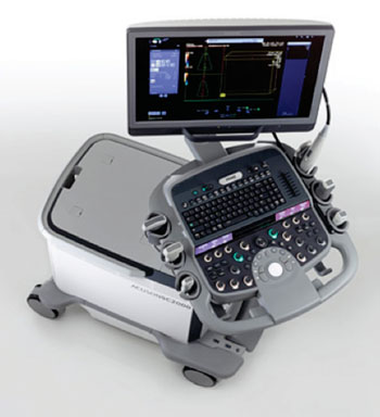 Image: The Acuson SC2000 Prime Edition ultrasound system offers live full-volume color Doppler imaging of heart valve anatomy and blood flow using a new true volume transesophageal echo (TEE) probe. With this technology, physicians can obtain a more anatomically authentic view of the heart and dynamic blood flow in one view during interventional valve procedures, even in patients with ECG abnormalities (Photo courtesy of Siemens Healthcare).