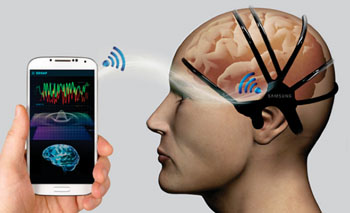 Image: The Samsung EDSAP sensor headset and app (Photo courtesy of Samsung).