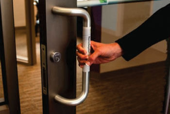 Image: A NanoSeptic self-cleaning surface door handle (Photo courtesy NanoTouch Materials).