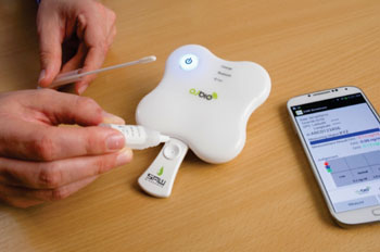 Image: The OJ Bio Biosensor, Reader, and Smartphone app (Photo courtesy of OJ Bio).