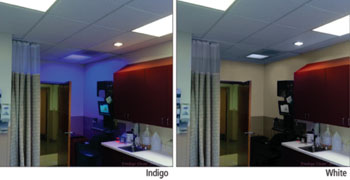 Image: Indigo-Clean lighting fixtures in both modes (Photo courtesy of Indigo-Clean).