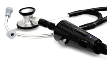 Image: The Eko Core digital stethoscope attachment (Photo courtesy of Eko Devices).