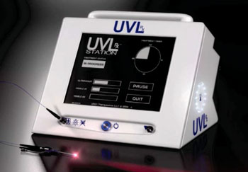 Image: The UVLrx 1500 system and DLA (Photo courtesy of UVLrx Therapeutics).
