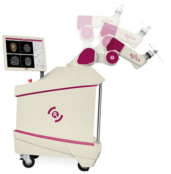 Image: The ROSA robotic assistant (Photo courtesy of Medtech).