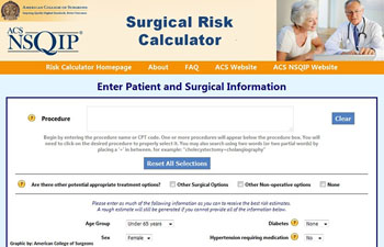 Image: A screenshot from the Surgical Risk Calculator (Photo courtesy of the American College of Surgeons).