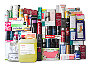 Image: Some of the products that contain Triclosan (Photo courtesy of Oregon State University).