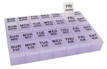 Image: A weekly pill organizer (Photo courtesy of Carex).