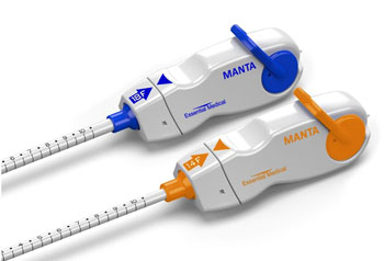 Image: The MANTA large bore vascular closure device (Photo courtesy of Essential Medical).