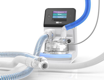 Image: The F&P 950 humidification system (Photo courtesy of Fisher & Paykel Healthcare).