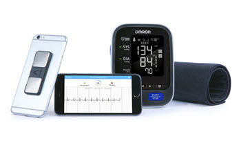 Image: The Kardia mobile iOS app with Omron BP data (Photo courtesy of AliveCor).