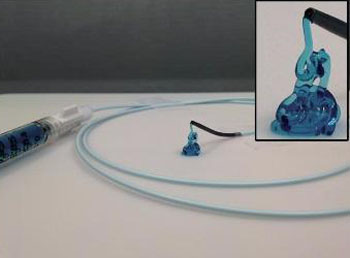 Image: An injectable shear-thinning biomaterial aids endovascular embolization (Photo courtesy of Ali Khademhosseini/ HMS).