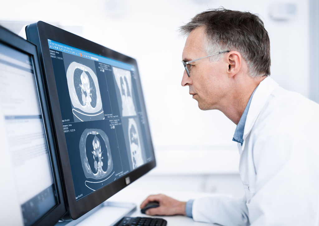 Image: A clinician using a PACS workstation (Photo courtesy of Sectra). Image: A clinician using a PACS workstation (Photo courtesy of Sectra).