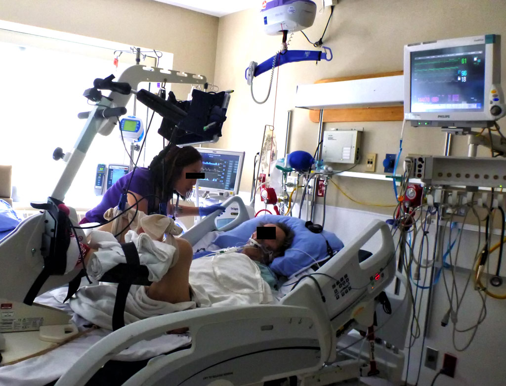 Image: Cycling exercise in the ECU improves patient outcomes (Photo courtesy of Michelle Kho/ St. Joseph’s).