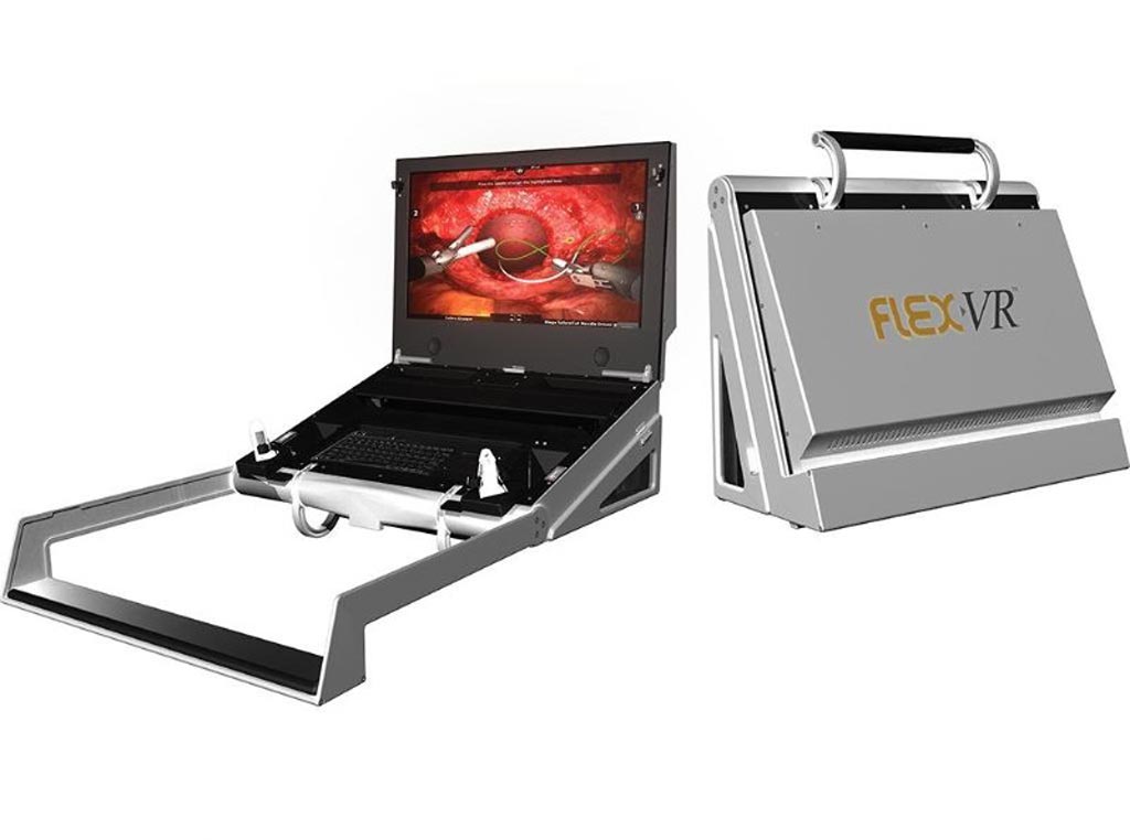 Image: The FlexVR portable robotic surgery simulator (Photo courtesy of Mimic Technologies).