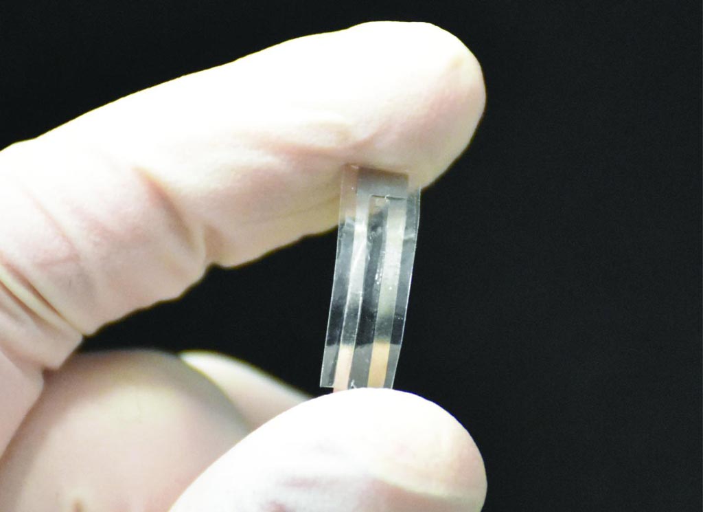 Image: A biodegradable piezoelectric pressure sensor can monitor a wide range of medical conditions before dissolving safely (Photo courtesy of Thanh Duc Nguyen /UConn).