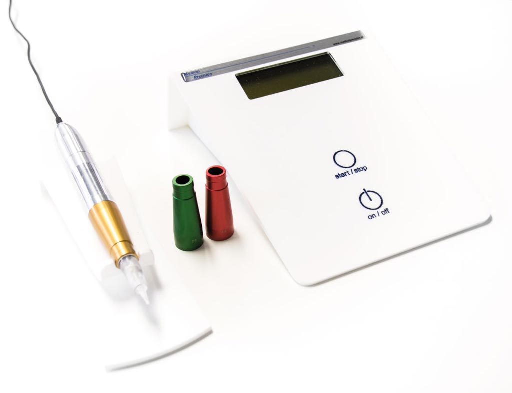 Image: A novel RT marking system places points that fade over time (Photo courtesy of Medical Precision). Image: A novel RT marking system places points that fade over time (Photo courtesy of Medical Precision).