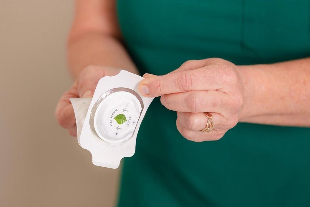Image: The wireless Leaf Sensor uses a medical adhesive to adhere to the patient (Photo courtesy of Leaf Healthcare).