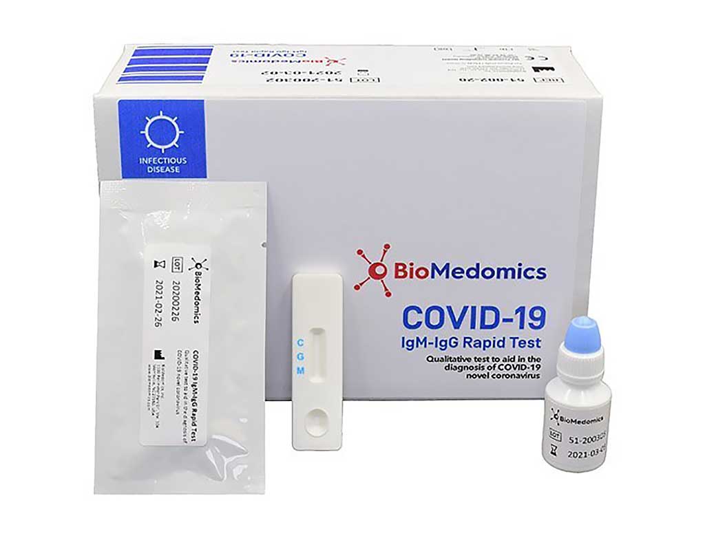 Image: COVID-19 IgM-IgG Rapid Test (Photo courtesy of BioMedomics, Inc.)