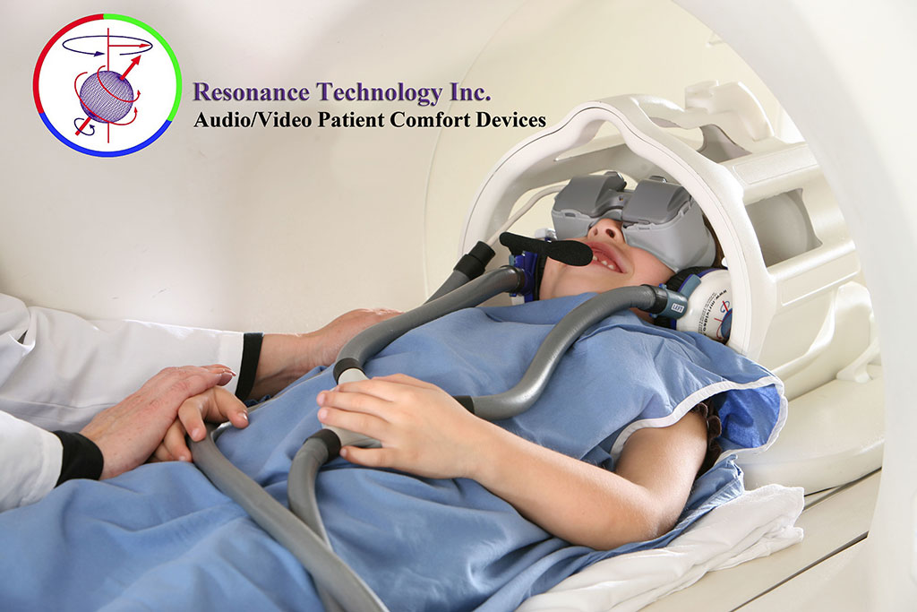 Image: The CinemaVision MRI-compatible noise cancelling headphones and video visor (Photo courtesy of Resonance Technology)
