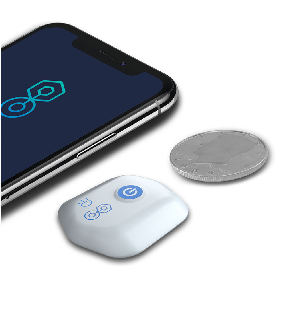 Image: A button-sized sensor seamlessly captures multi-parameter vital signs and biometrics (Photo courtesy of BioIntelliSense)