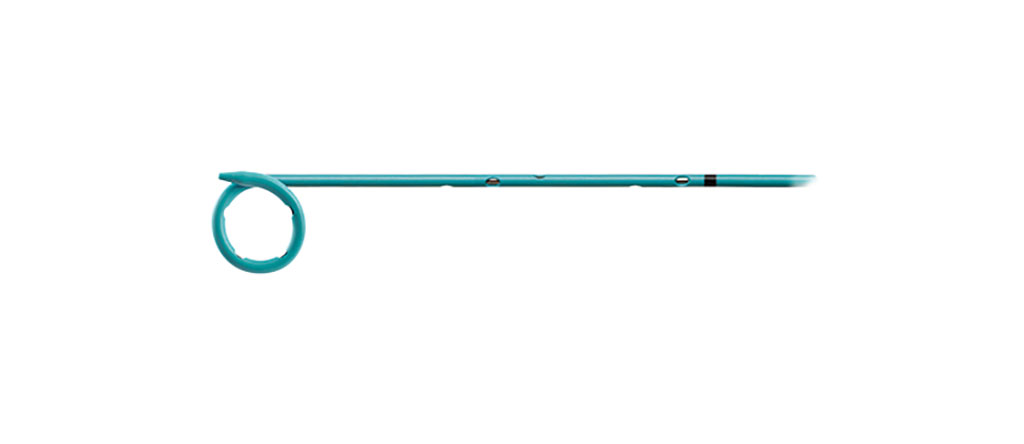 Image: A reduced-size pigtail catheter drains small cavities (Photo courtesy of Argon Medical Devices)