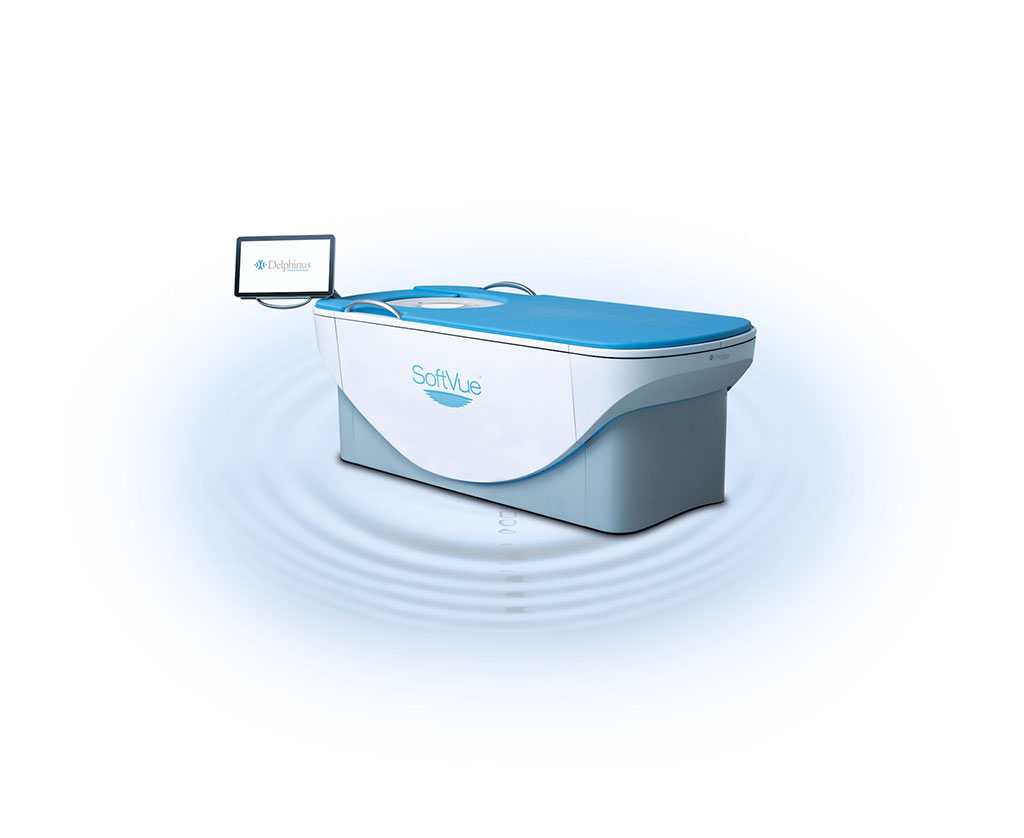 Image: The SoftVue 3-D whole breast ultrasound tomography system (Photo courtesy of Delphinus Medical Technologies) Image: The SoftVue 3-D whole breast ultrasound tomography system (Photo courtesy of Delphinus Medical Technologies)