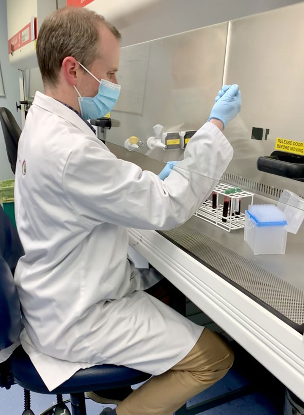 Image: Dr. Martin Scurr carrying out the test (Photo courtesy of Cardiff University)