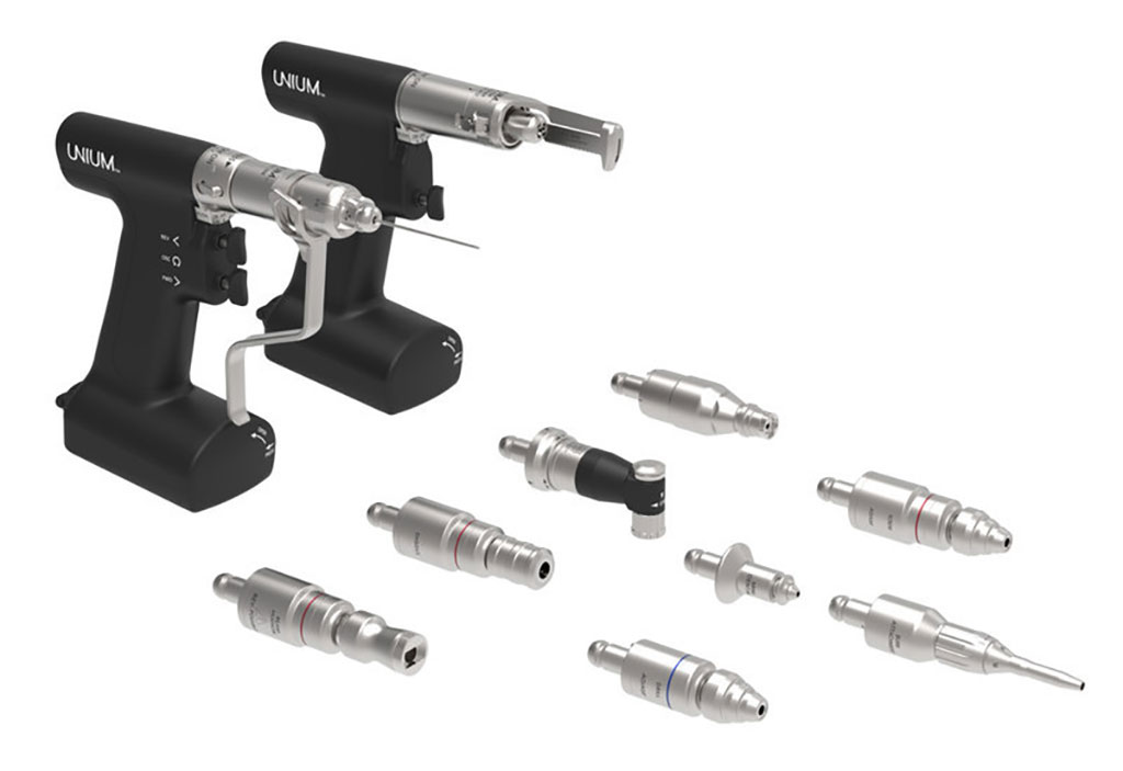 Image: The UNIUM handpieces, attachments, and cutting tools (Photo courtesy of DePuy Synthes)