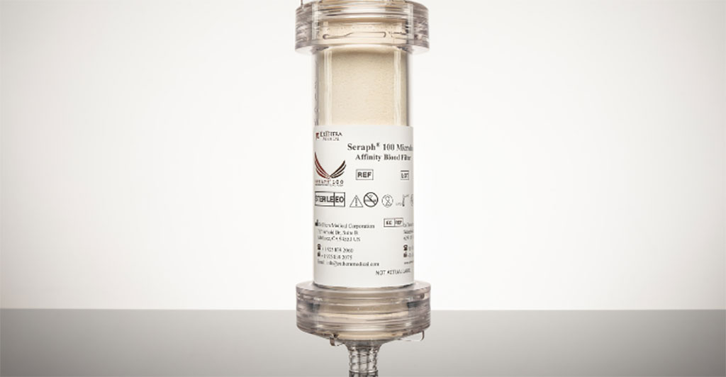 Image: Seraph 100 Microbind Affinity Blood Filter (Photo courtesy of ExThera Medical Corporation)