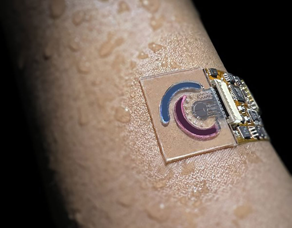 Image: The new wearable sensor detects even more compounds in human sweat (Photo courtesy of Caltech)